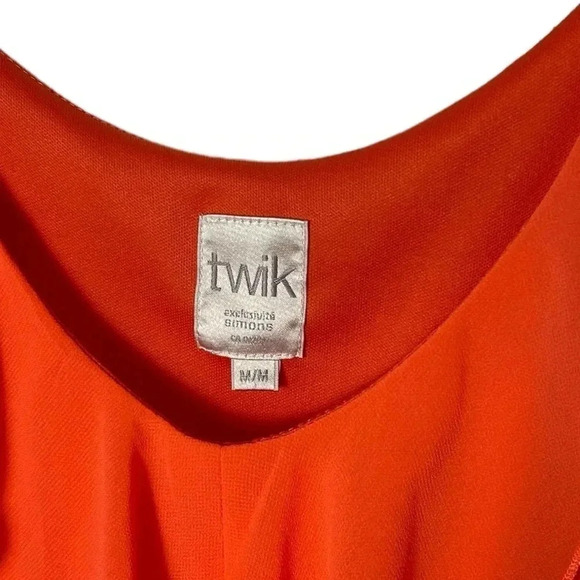 Simon Twik dress women M.  Coral ,summer,halter style,ruffles,lined,chiffon,mini - Picture 3 of 12